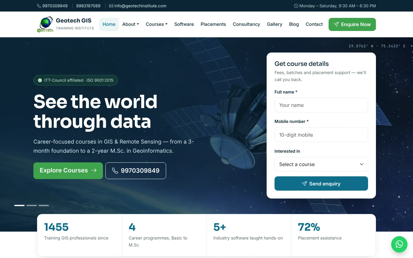 Geotech GIS Training Institute – course website
