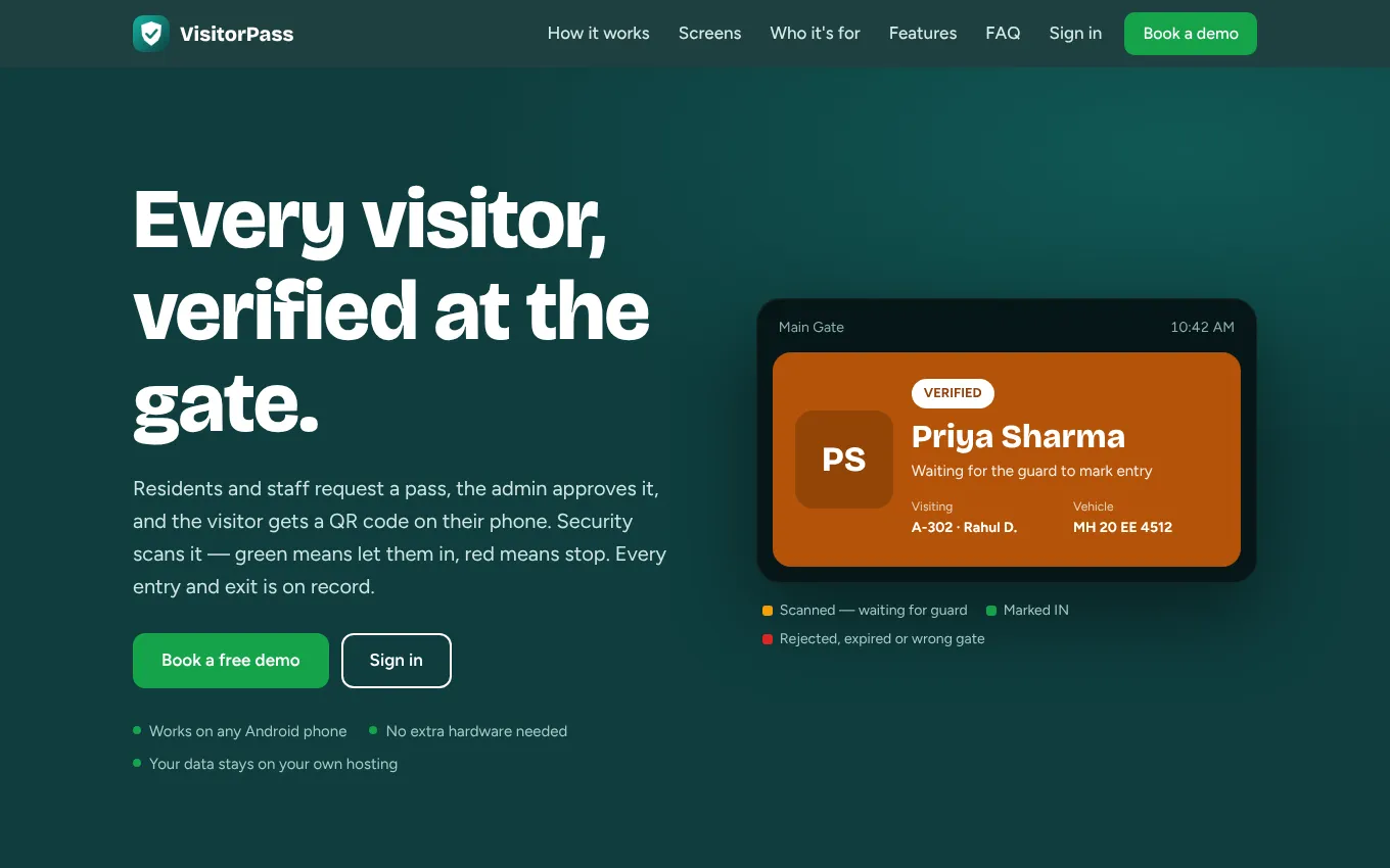 VisitorPass – every visitor verified at the gate
